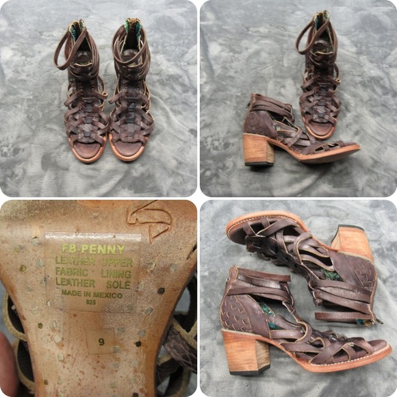 Freebird Penny Sandals Womens 9 Brown Gladiator Leather Strappy Open Toe - Picture 1 of 16